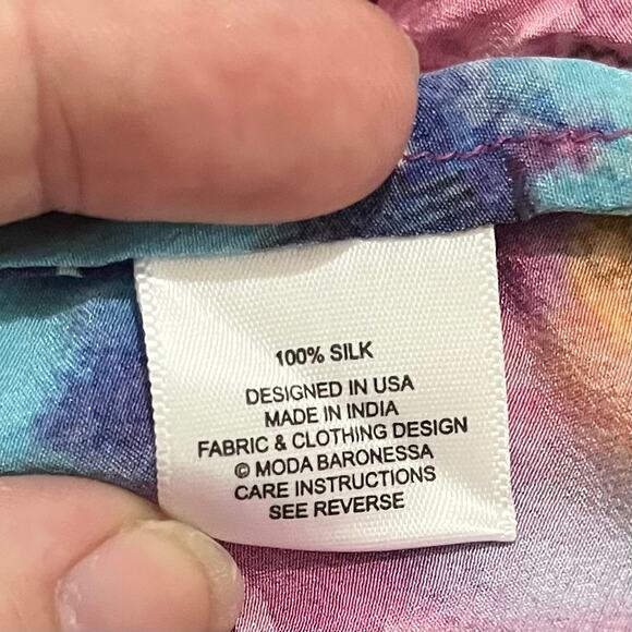 Moda Baronessa Women’s Ponce Dress S Pink 100% Silk Bohemian Colorful Artsy NWT - Picture 9 of 10